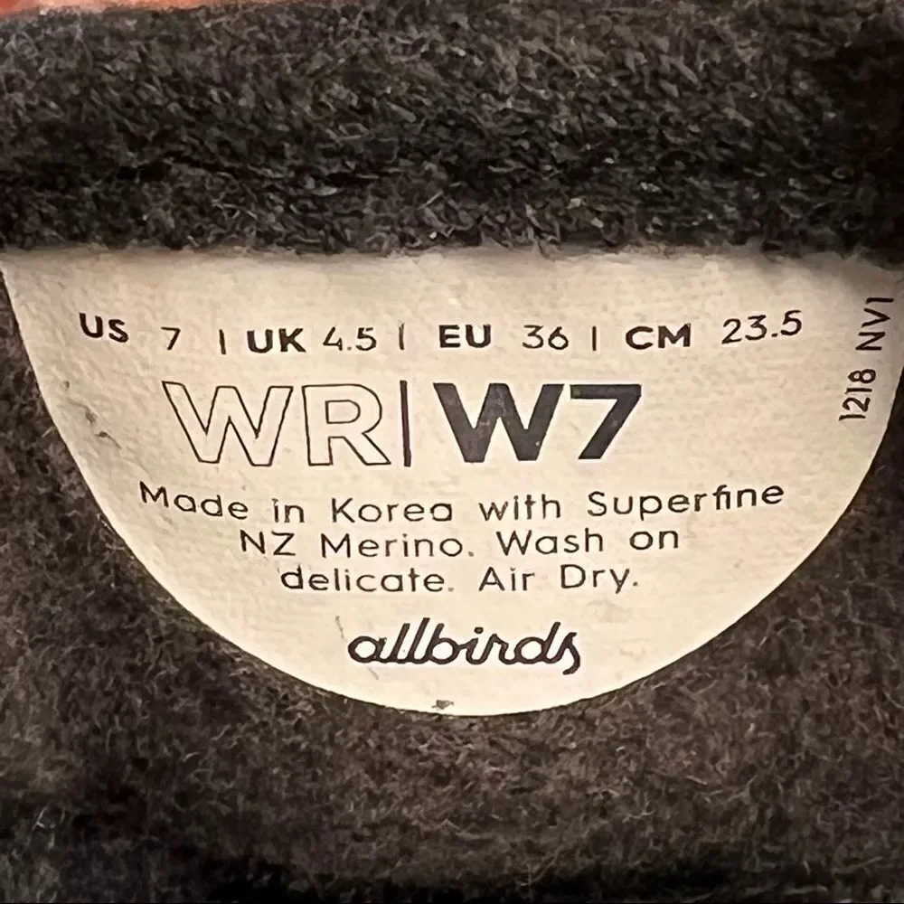 Allbirds Wool Runners Grey Merino Wool Shoes Womens‎ 7